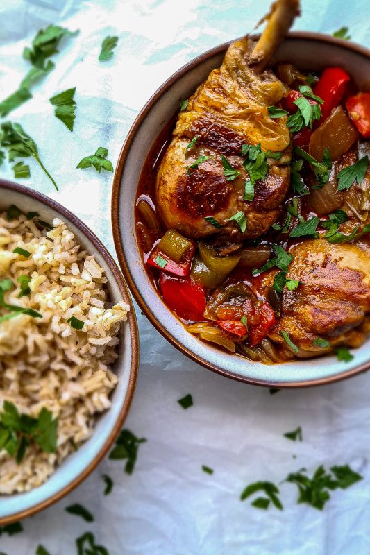 Jamiacan Brown Stew Chicken - Served